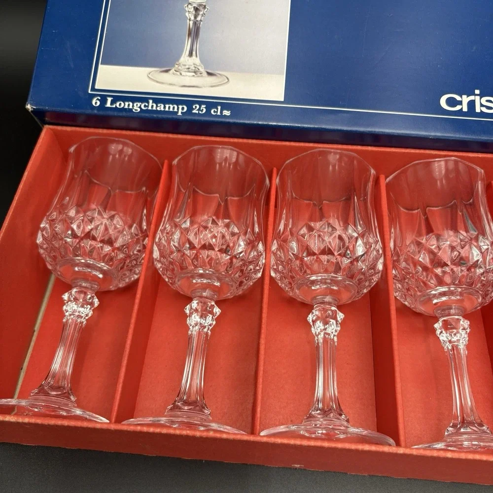 Cristal D'Arques Longchamp 25cl/8.45oz Wine Glasses Set Of 6 Lead Crystal France